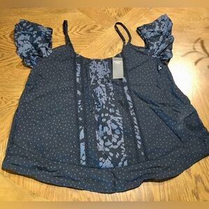 NWT Abercrombie & Fitch Camisole/Top Blue and Floral Cold Shoulder Size M